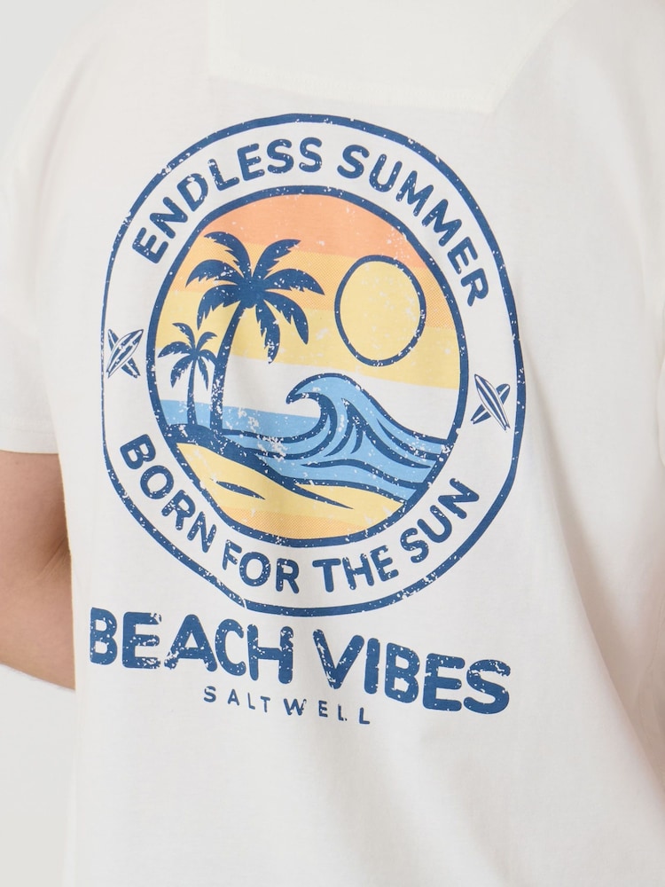 Saltwell Cream Beach Vibes Print Cotton T-Shirt - Image 5 of 5 Saltwell Cream Beach Vibes Print Cotton T-Shirt - Image 5 of 5
