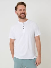 Saltwell White Peached Cotton Grandad T-Shirt - Image 1 of 5