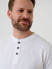 Saltwell White Peached Cotton Grandad T-Shirt - Image 4 of 5