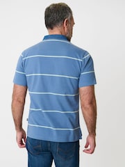 Saltwell Blue Stripe Short Sleeve Cotton Polo Shirt - Image 2 of 5