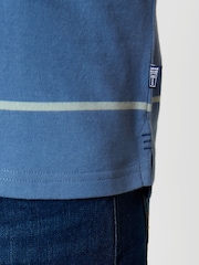 Saltwell Blue Stripe Short Sleeve Cotton Polo Shirt - Image 4 of 5