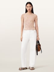 AllSaints Pink Ellie Mesh T-Shirt - Image 4 of 6