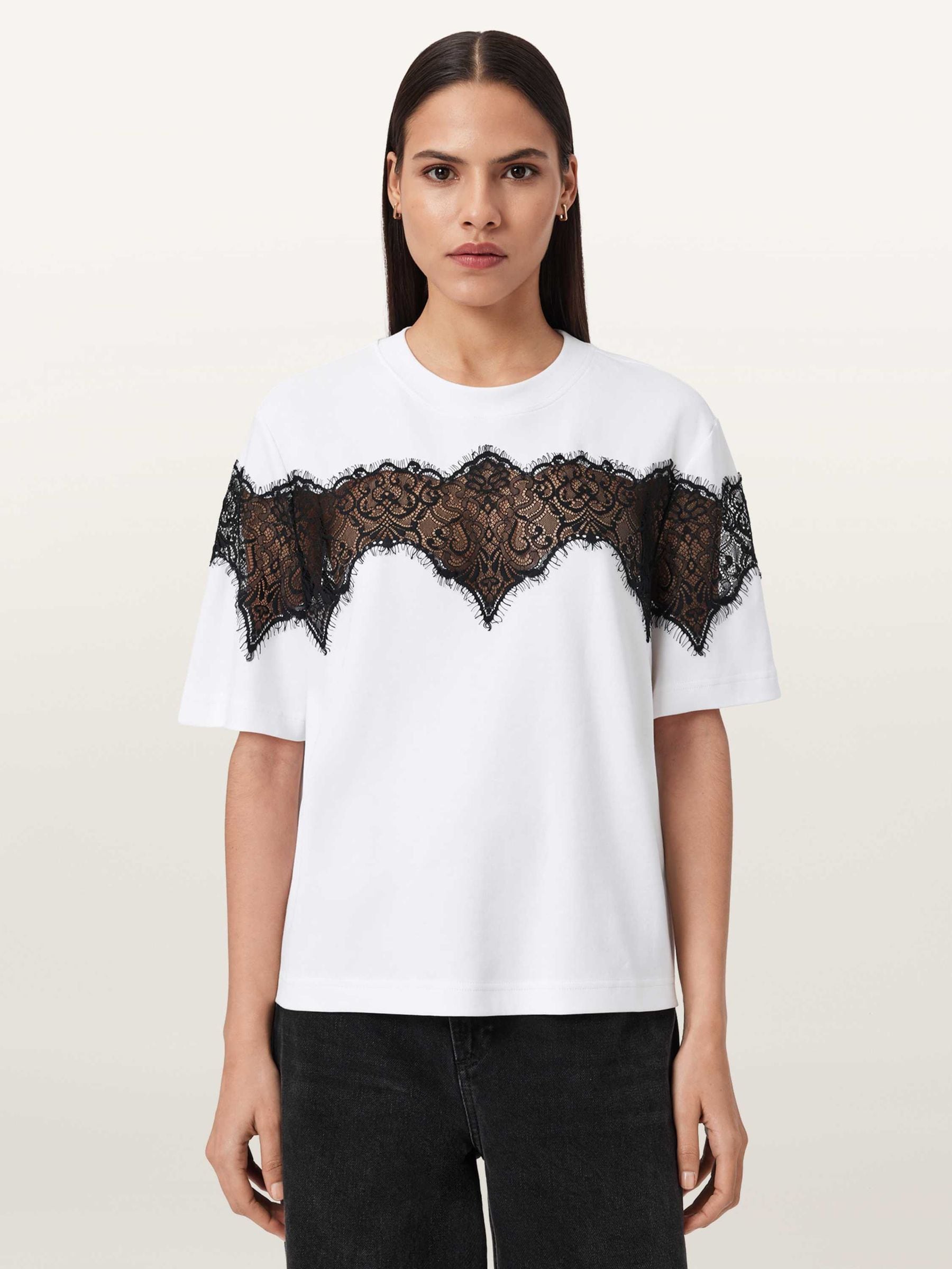 [新品]SILENT(AND) over cotton lace shirt Buy AllSaints White Lisa Lace T-Shirt from Next USA