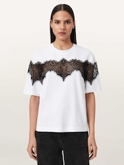 AllSaints White Lisa Lace T-Shirt - Image 1 of 7