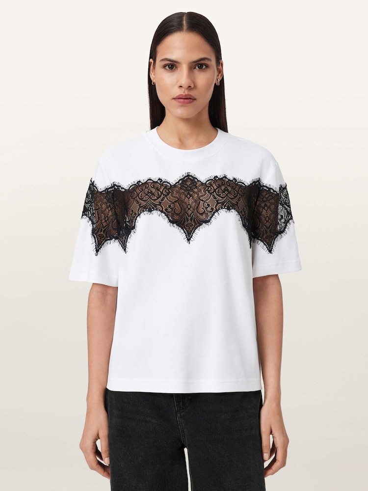 AllSaints White Lisa Lace T-Shirt - Image 1 of 7