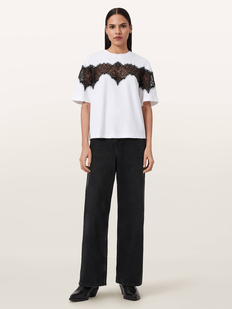 AllSaints White Lisa Lace T-Shirt - Image 2 of 7