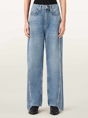 AllSaints Blue Frankie Stud Jeans - Image 2 of 9