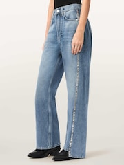 AllSaints Blue Frankie Stud Jeans - Image 4 of 9