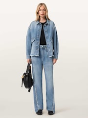 AllSaints Blue Frankie Stud Jeans - Image 6 of 9