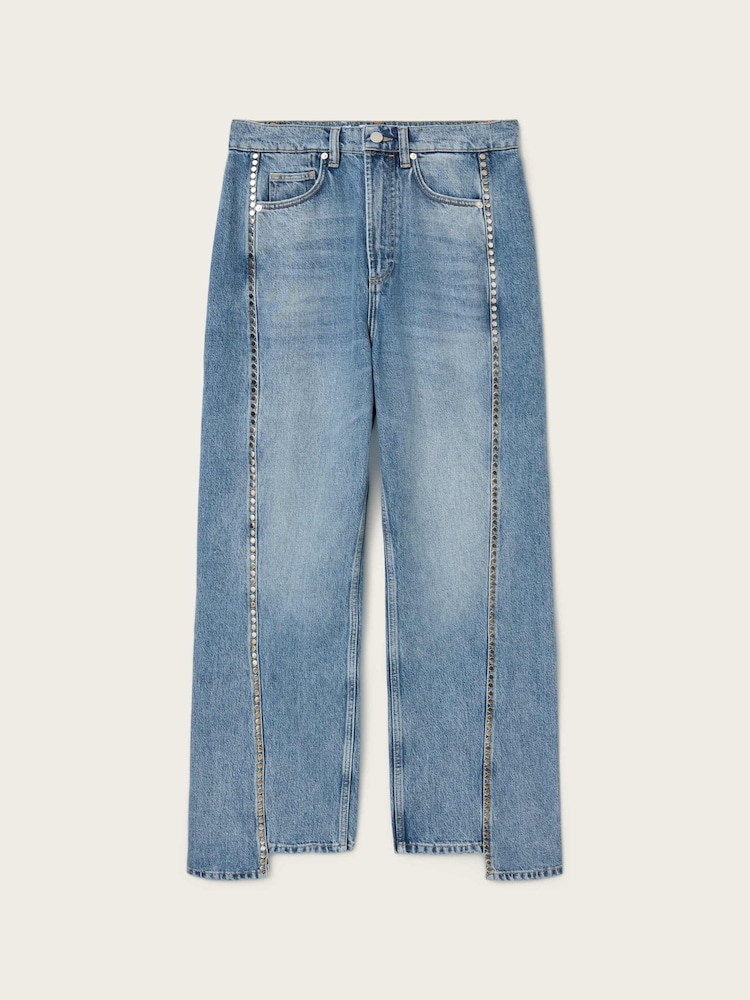 AllSaints Blue Frankie Stud Jeans - Image 9 of 9