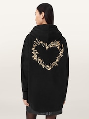 AllSaints Black Cora Etie Hoodie - Image 1 of 9