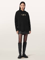 AllSaints Black Cora Etie Hoodie - Image 4 of 9