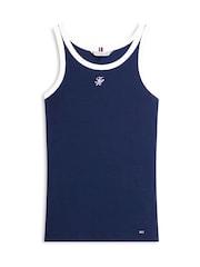 Tommy Hilfiger Dark Blue Contrast Trim Ribbed Slim Tank Top - Image 5 of 5
