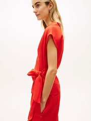 Tommy Hilfiger Red Pure Linen Wrap Knot Sleeveless Blouse - Image 4 of 5