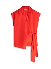 Tommy Hilfiger Red Pure Linen Wrap Knot Sleeveless Blouse - Image 5 of 5