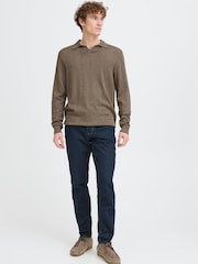 Casual Friday Brown CFBells Long Sleeve Knitted Polo Jumper - Image 3 of 5