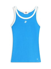 Tommy Hilfiger Blue Contrast Trim Ribbed Slim Tank Top - Image 5 of 5