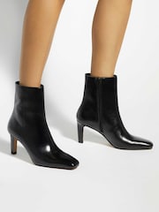 Dune London Black Ovation Square Toe Heeled Boots - Image 1 of 7