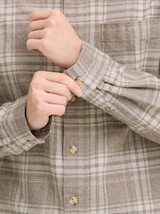 Casual Friday Brown CFLotus Long Sleeve Checked Shirt - Image 5 of 8