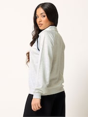 PixieGirl Petite Light  Grey Collar Stripe Sweatshirt - Image 3 of 5