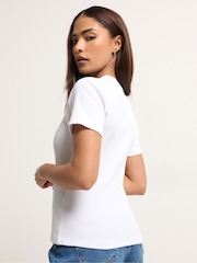 PixieGirl White Short Sleeve Ribbed Button Front Top - Image 3 of 5