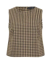 PixieGirl Petite Brown Gingham Sleeveless Shell Top - Image 2 of 2