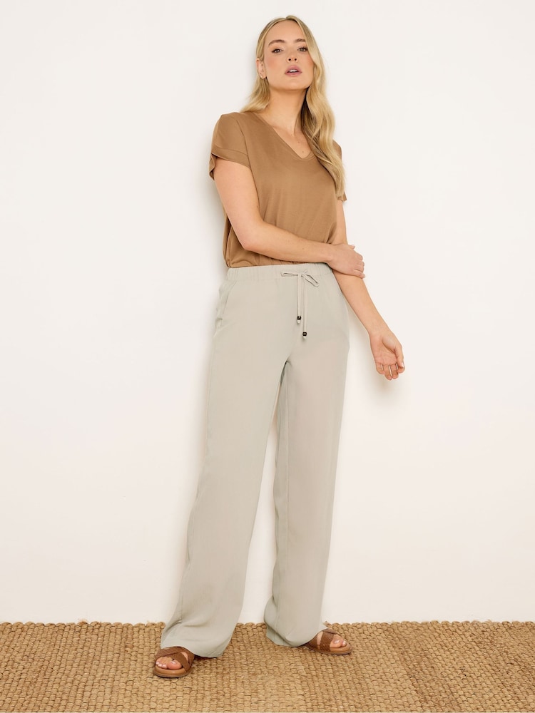 Long Tall Sally Natural Textured Wide Leg Trousers - Image 1 of 5 Long Tall Sally Natural Textured Wide Leg Trousers - Image 1 of 5