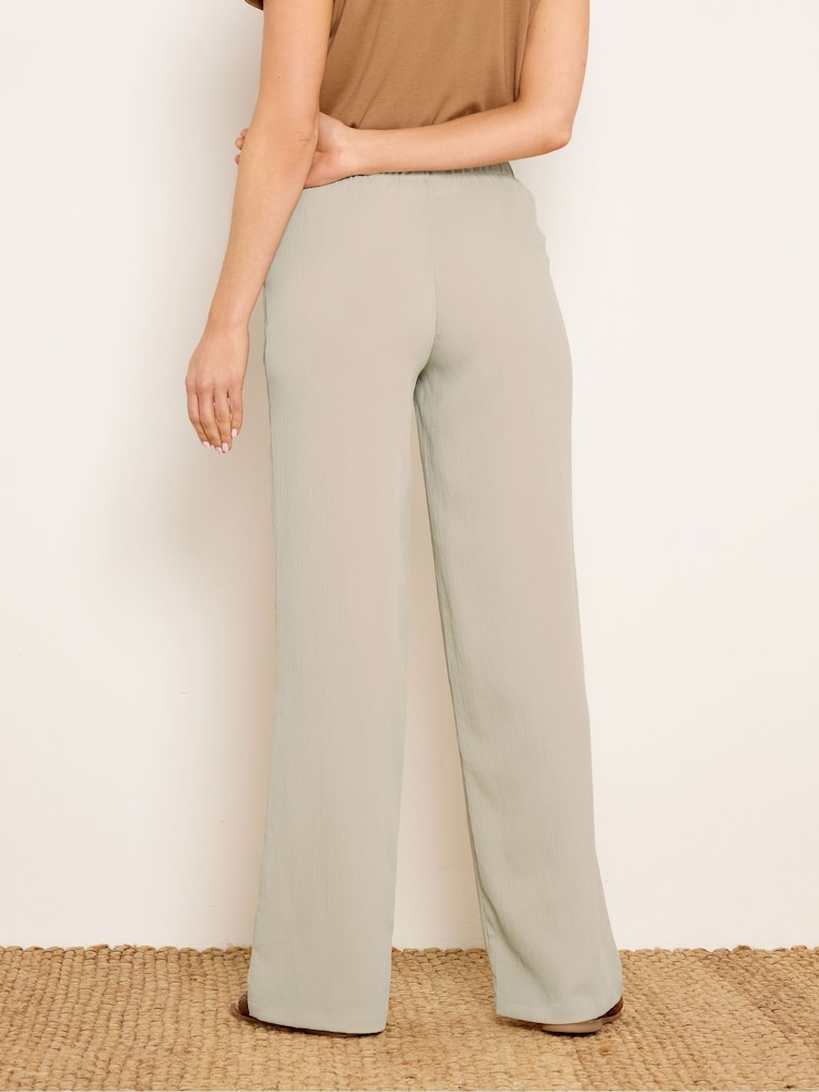 Long Tall Sally Natural Textured Wide Leg Trousers - Image 2 of 5 Long Tall Sally Natural Textured Wide Leg Trousers - Image 2 of 5