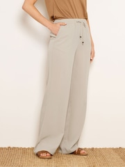 Long Tall Sally Natural Textured Wide Leg Trousers - Image 3 of 5
