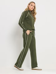 Long Tall Sally Green Piped Wide Leg Joggers - Image 1 of 6