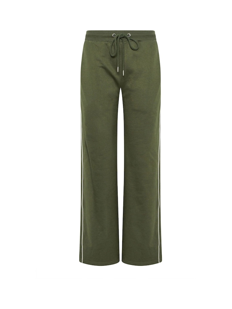 Long Tall Sally Green Piped Wide Leg Joggers - Image 6 of 6