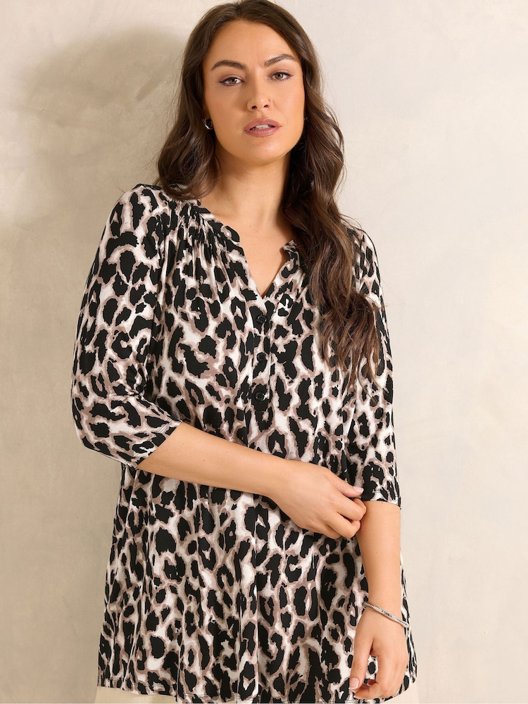 Evans Animal 3/4 Sleeve Jersey Shirt - Image 1 of 5