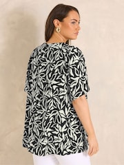 Evans Black Pleated Front Angel Sleeve Blouse - Image 3 of 3