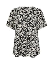 Evans Black Pleated Front Angel Sleeve Blouse - Image 5 of 5