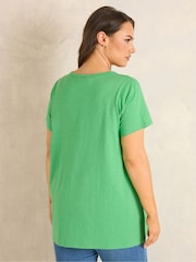 Evans Green Short Sleeve Cotton Henley Blouse - Image 3 of 5