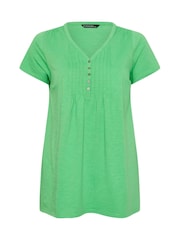 Evans Green Short Sleeve Cotton Henley Blouse - Image 5 of 5
