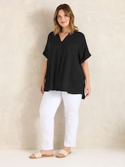 Evans Black Short Sleeve Airflow Blouse - Image 3 of 6