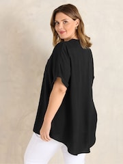Evans Black Short Sleeve Airflow Blouse - Image 4 of 6