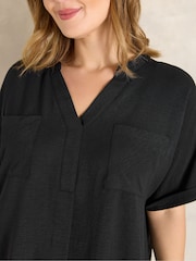 Evans Black Short Sleeve Airflow Blouse - Image 5 of 6