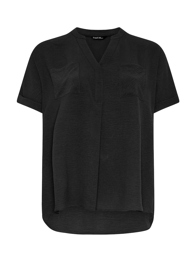 Evans Black Short Sleeve Airflow Blouse - Image 6 of 6