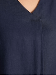 أزرق - قميص مطوي من الكتان الفاخر بكُم قصير من Evans - Image 4 of 5