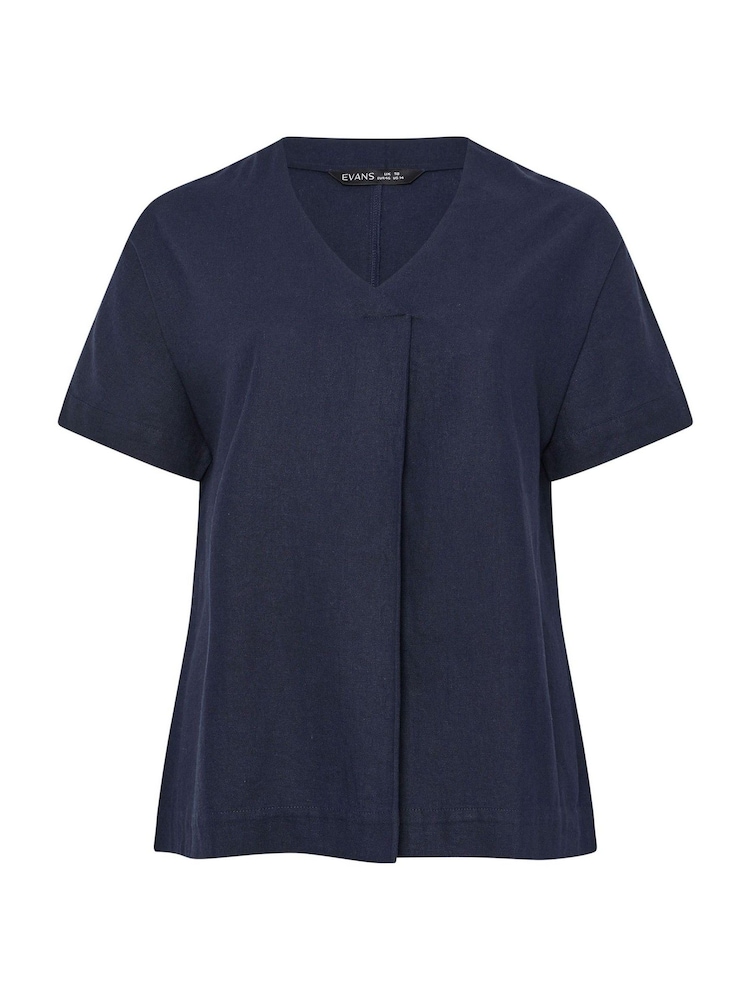 أزرق - قميص مطوي من الكتان الفاخر بكُم قصير من Evans - Image 5 of 5 أزرق - قميص مطوي من الكتان الفاخر بكُم قصير من Evans - Image 5 of 5