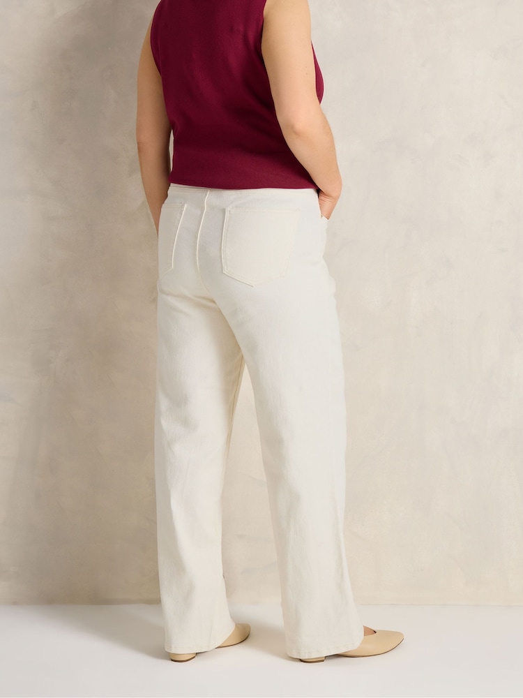 Evans Cream Premium Denim Wide Leg Jeans - Image 2 of 6 Evans Cream Premium Denim Wide Leg Jeans - Image 2 of 6