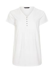 Evans White Short Sleeve Cotton Henley Blouse - Image 5 of 5