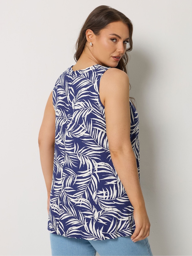 Yours Curve Blue Ribbed Vest Top - Image 2 of 5