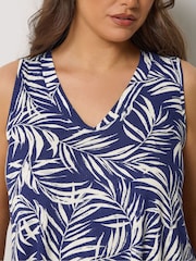 Yours Curve Blue Ribbed Vest Top - Image 4 of 5