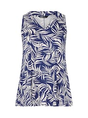 Yours Curve Blue Ribbed Vest Top - Image 5 of 5