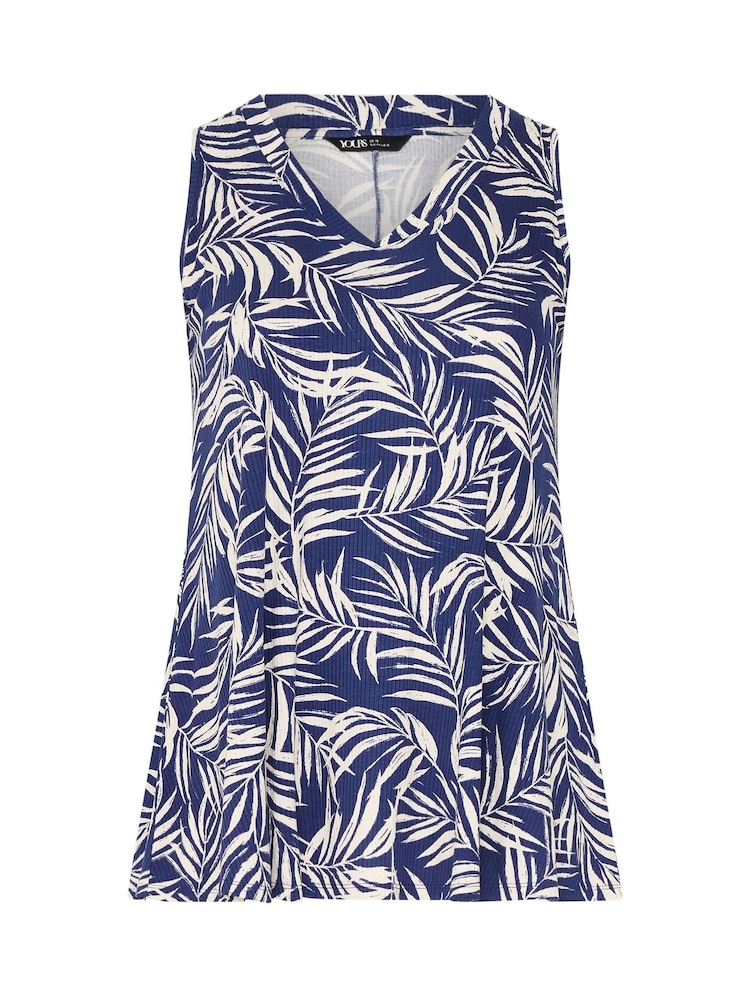 Yours Curve Blue Ribbed Vest Top - Image 5 of 5