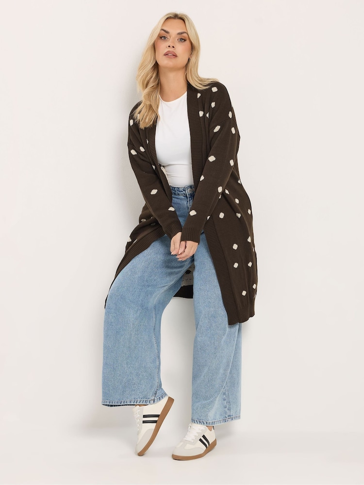 Yours Curve Brown Midi Knitted Cardigan - Image 1 of 4