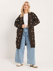 Yours Curve Brown Midi Knitted Cardigan - Image 2 of 4